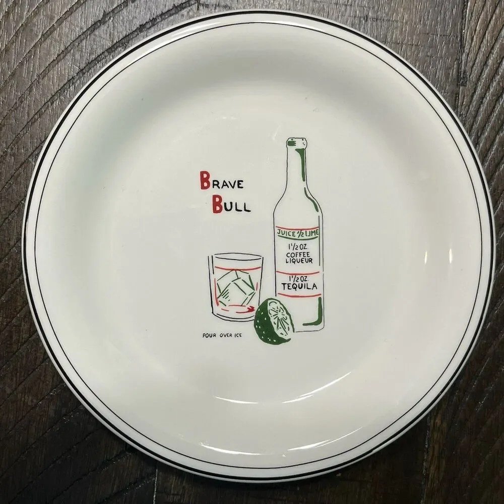 WILLIAMS & SONOMA Classic Cocktails Canapé Plates Set of 6 Martini Recipes